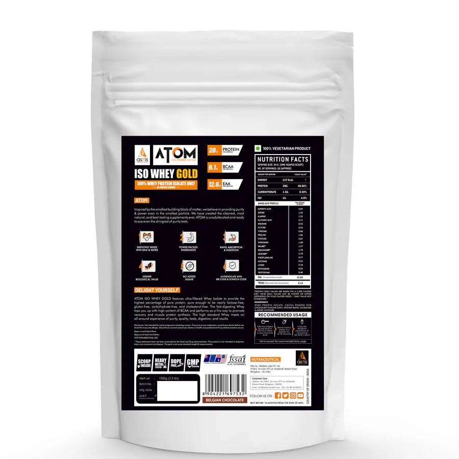 AS-IT-IS ATOM ISO Whey Gold | 100% Whey Protein Isolate 1Kg - Image 2