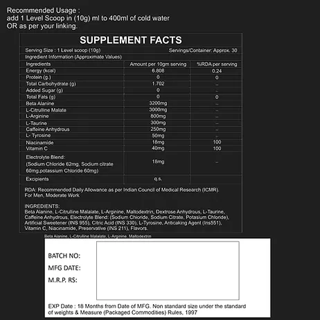 Blast Pre Workout Supplement 300G - Image 3