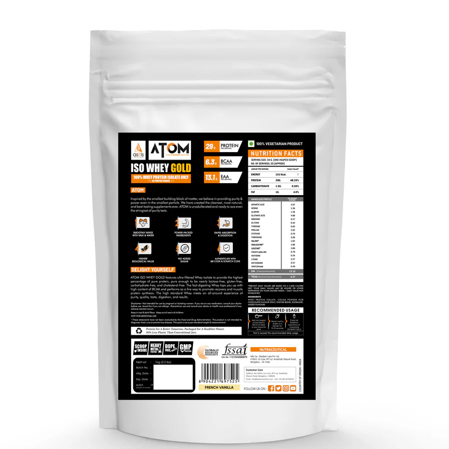 AS-IT-IS ATOM ISO Whey Gold | 100% Whey Protein Isolate 1Kg - Image 3