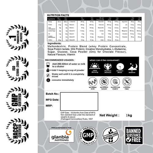 One-X Nutrition Mass Gainer Protein 1Kg - Image 4