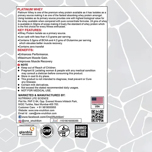 One-X Nutrition Platinum Whey Protein 1kg - Image 6