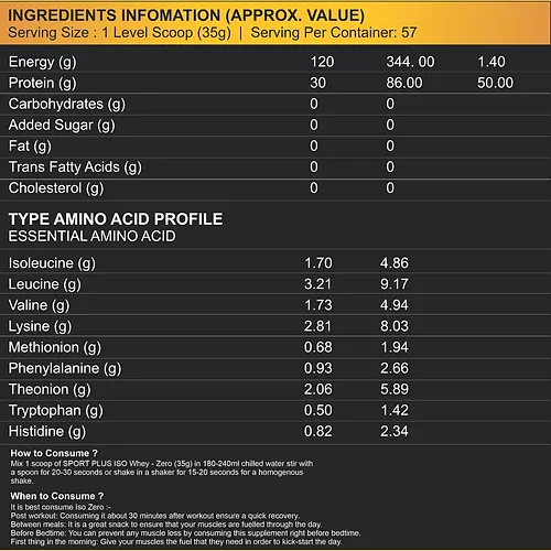 Sportplus Nutrition ISO Whey Zero 100% Purest Whey Protein isolate (57 Serving) - Image 5